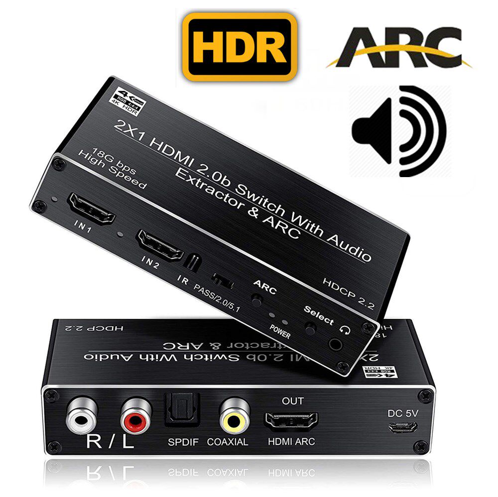 HDMI 2.0B Switcher HDR HDMI ARC  2X1 HDMI 2.0 Switch Splitte