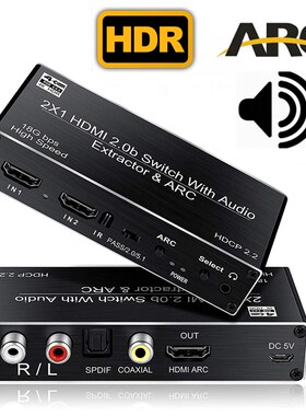 HDMI 2.0B Switcher HDR HDMI ARC  2X1 HDMI 2.0 Switch Splitte