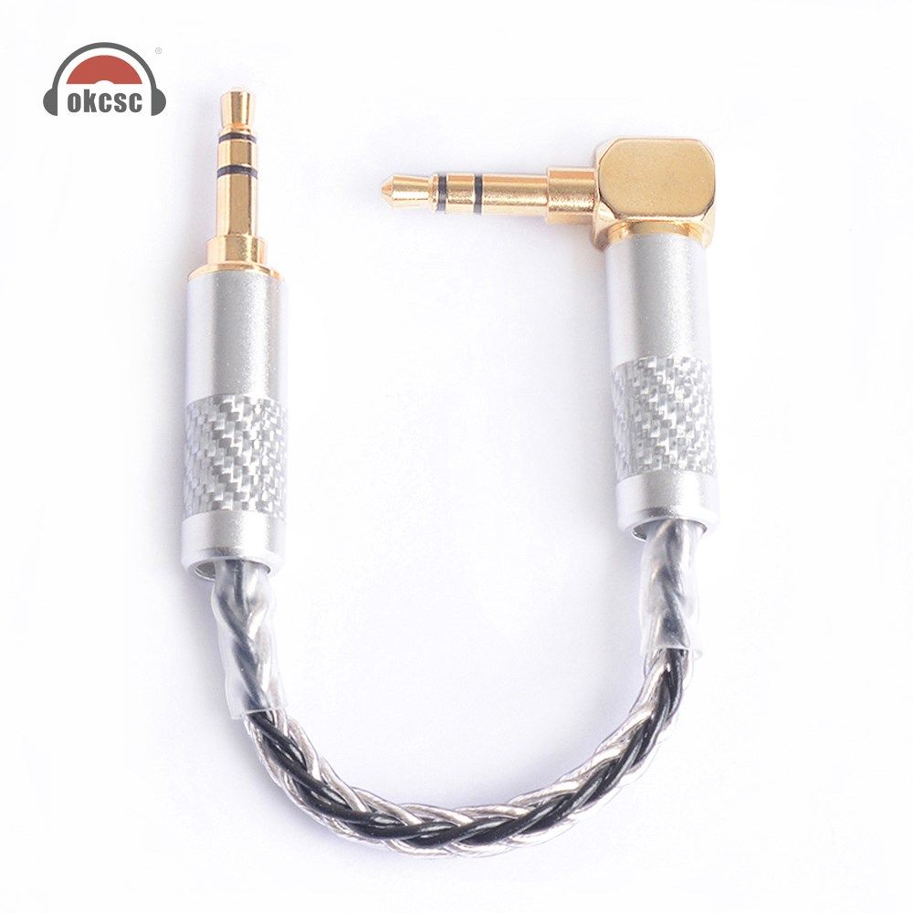 OKCSC 8 Cores OFC Audio Cable 3.5mm Elbow Male to 3.5mm Str
