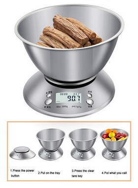 Food Scale Stainless Steel Digital Kitchen Weight with Remov