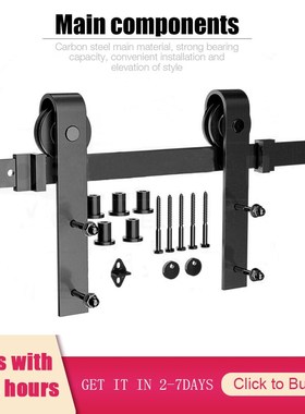 183/200CM Barn Door Hanging Rail  Europe Rustic Black Slidin