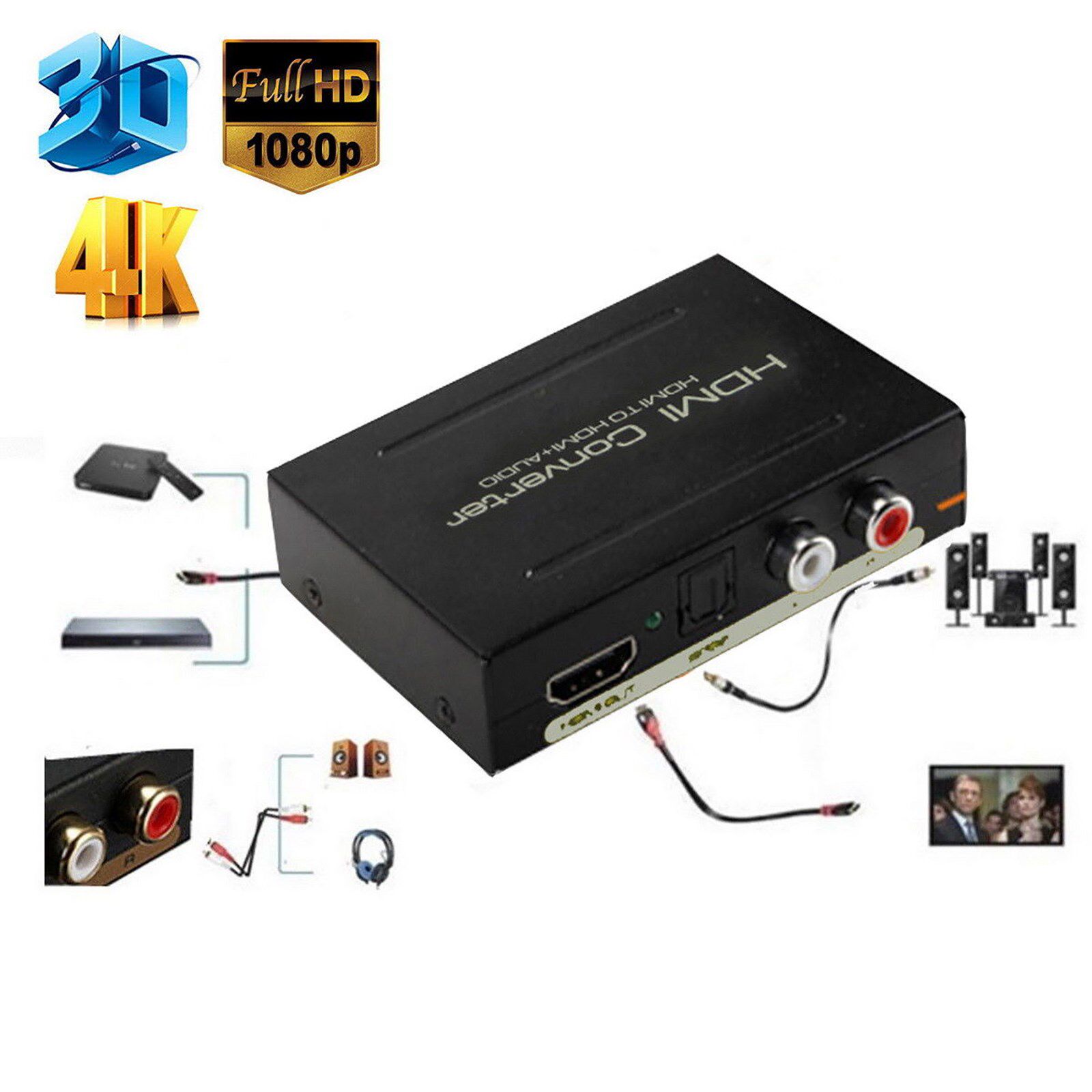 1080P HDMI Audio Extractor Converter Splitter 4k 5.1 DTS HD