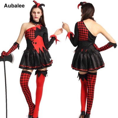 Aubalee New Harley Quinn Halloween Costume Women Joker Clown
