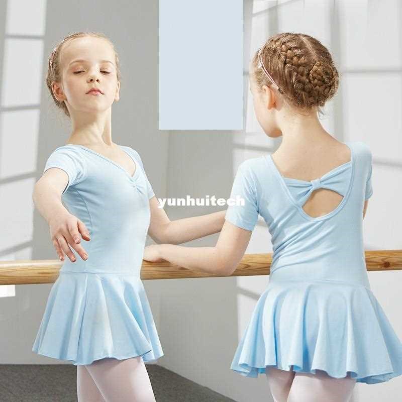 Children Ballet Dance Leotard One-piece Dress Girls Short-Sl