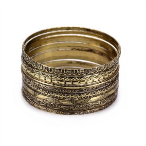 Vintage Pattern 11Pcs/Set Indian Bangles  Wo Antique Gold Ba