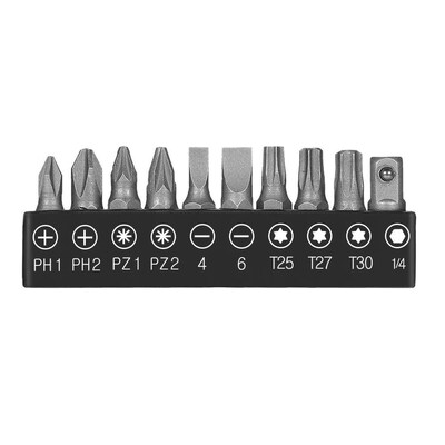 10pcs Chrome Vanadium Steel Screwdriver Head Set Star Hex To