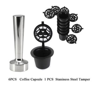 6PC/Set Reusable Nespresso Coffee Capsules With Spoon Brush