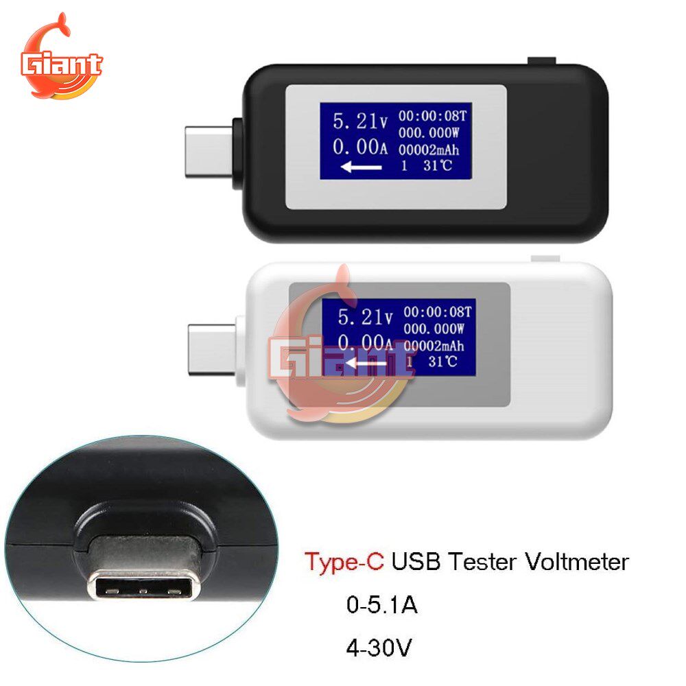 5V Type C USB Tester LCD Digital Voltage Current Meter DC V