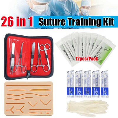 KICUTE 26 In 1 Medical Skin Suture Surgical Training Kit Sil