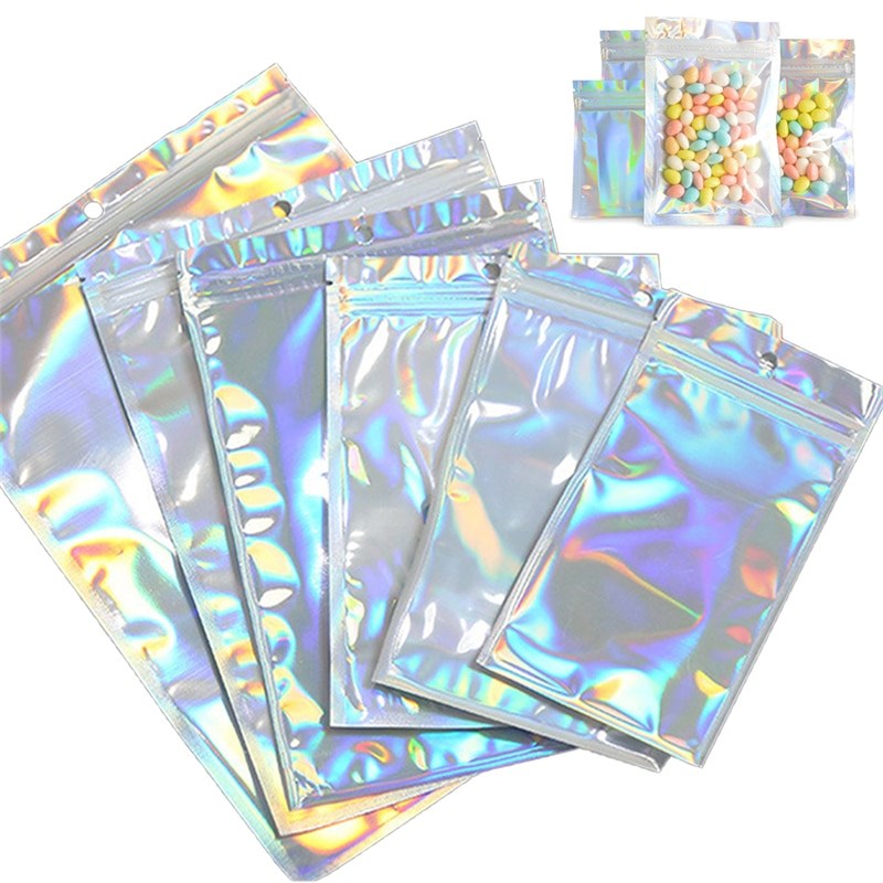 20Pcs  Laser Ziplock Bag Plastic Laser  Color Bag Food Snac