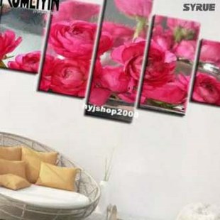 nvas Pictures Home Decoration Hot Sale 5 Pieces Flower Pai-
