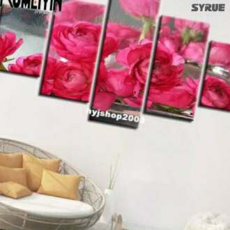 nvas Pictures Home Decoration Hot Sale 5 Pieces Flower Pai-