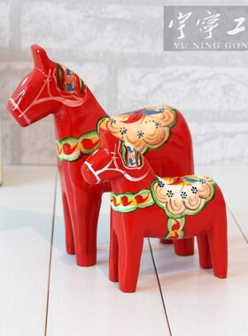 Sweden Dala Horse solid wood little red horse ornament home