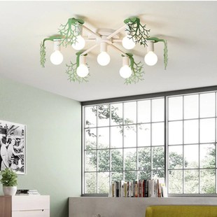 Room Metal Ceiling Lights With LED Leaves Shape Tree Living