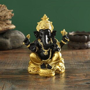 Gold Lord Ganesha Buddha Statue Elephant God Sculptures Gane