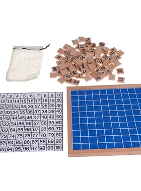 Wooden Montessori Hundred Board Math 1 to 100 Consecutive N