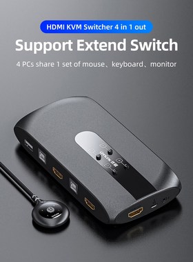 Unnlink 4 Ports 4K HDMI KVM Switch with Extender 1080P Share