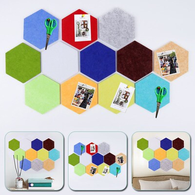 3D Hexagon Felt Pin Board Self Adhesive Bulletin Memo Photo