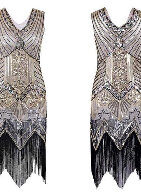 Womens 1920s Gatsby Cocktail Sequin Art Deco Flapper Dresses