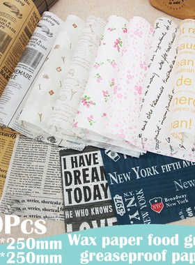 50 Pcs/Lot Wax Paper Food Grade Food Fat Paper Wrapper Wrapp