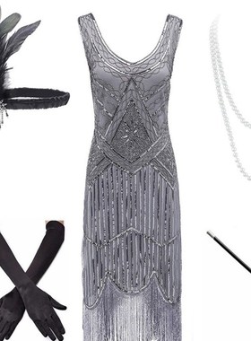 Flapper DreSS 20S Sequin BeaDeD FrinGeD Great GatSBy DreSS