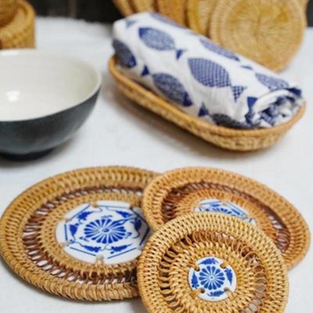Rattan coaster, cup coaster, pot coaster, insulated coaster