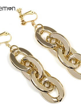 Thick Chain Earrings Non Pierced Ear Clips Geometry Particu