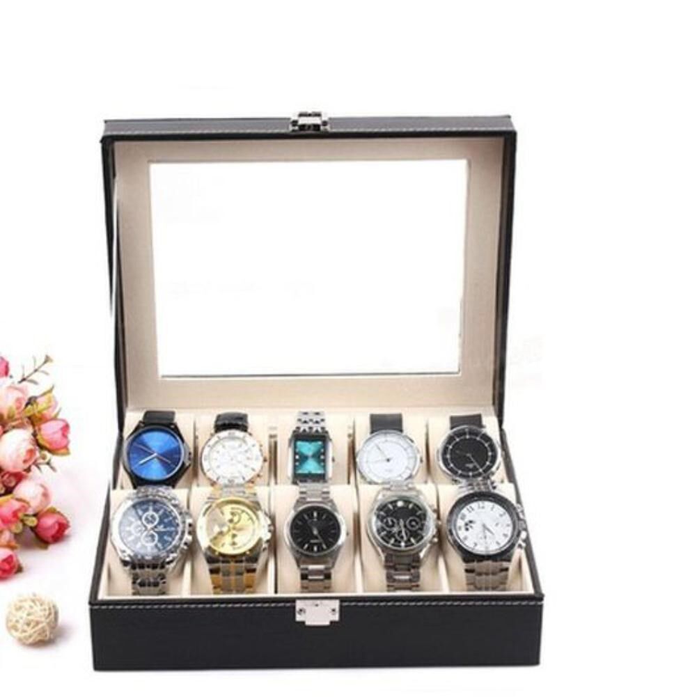 hot sales 12 slot faux leather watch box wrist watch displa