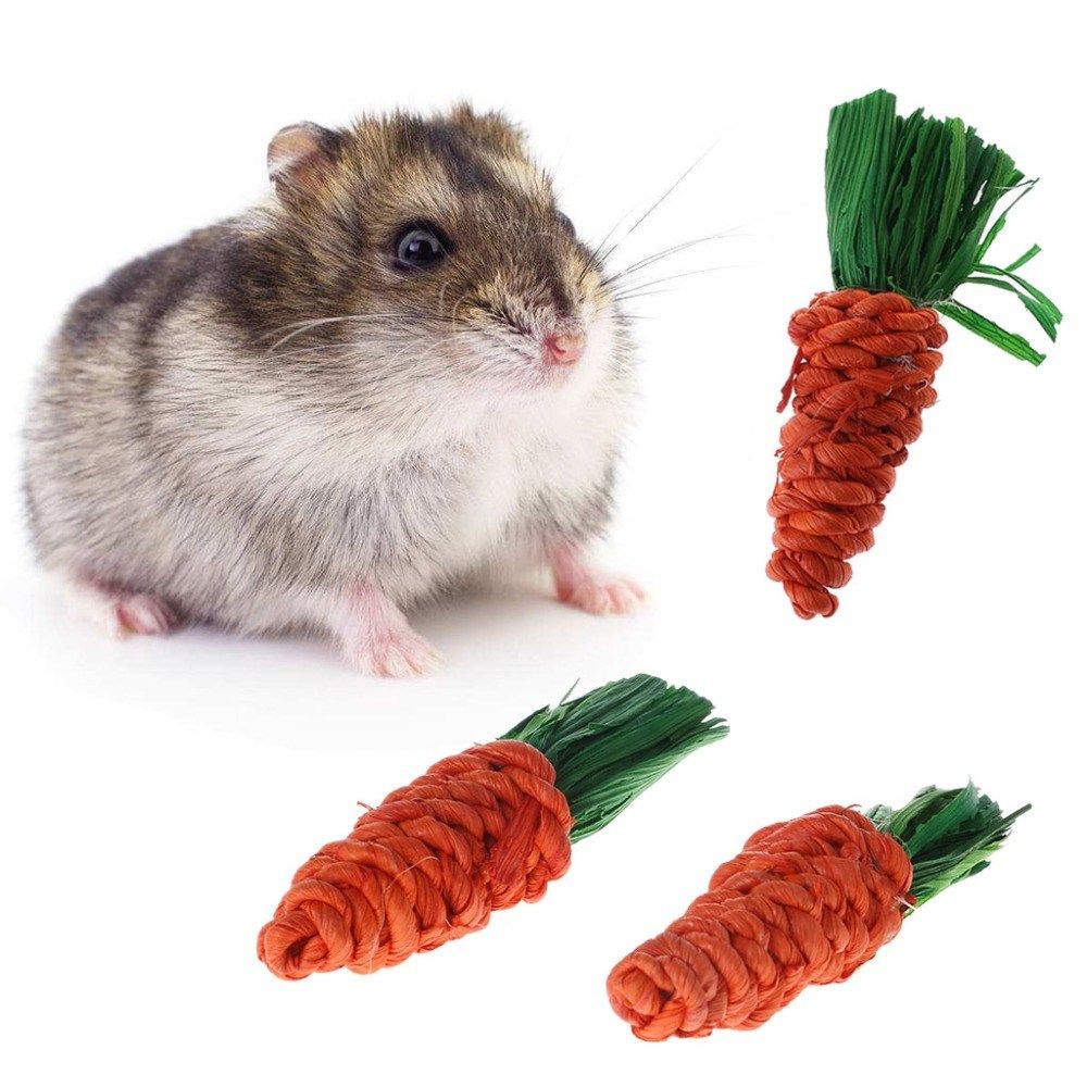 3pcs carrot shaped rabbit hamster chew bite toys guinea pig