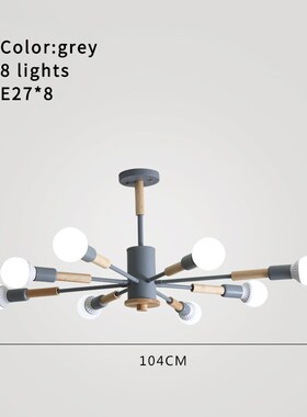 E27 LED wood ceiling lights for living room green/grey/black