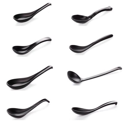 Soup Spoon Black Matte Ladle Spoon Plastic Japanese Style Me