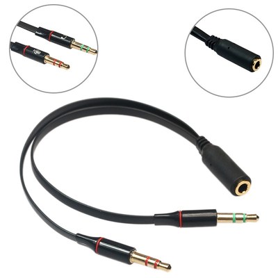 3.5mm Microphone Headset Female Jack To 2 Male Plug Headpho
