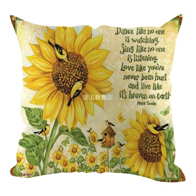 Sunflower Short Plush Pillowcase Sofa Cushion Set Home Decor