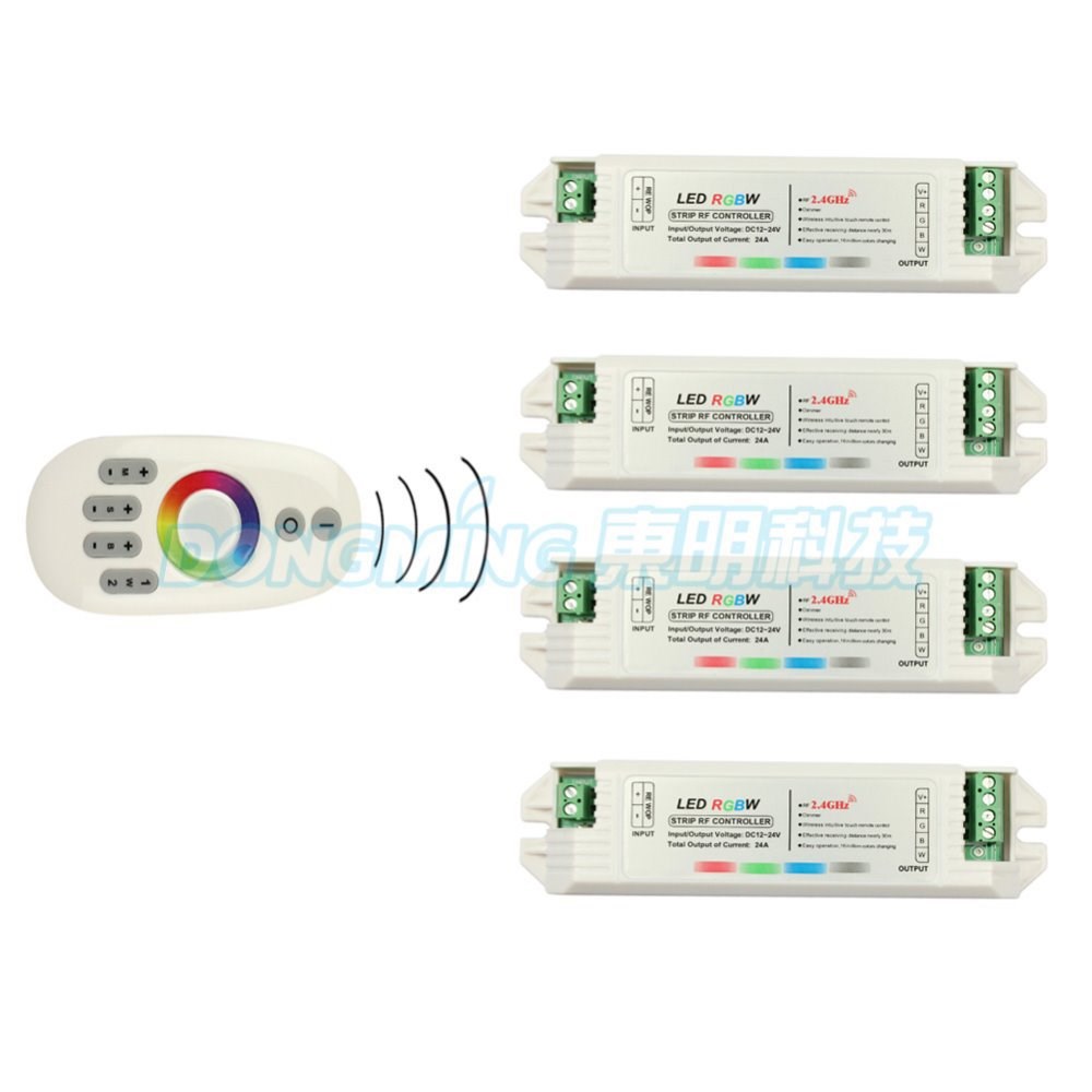 1pcs Remote+24A  4x RGBW Controller, 2.4G 4-Zone Wireless RF