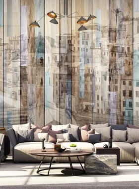 CJSIR Custom Nordic rban Architecture Wood Wallpaper for Wal