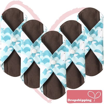 5Pcs Women Menstrual Pads Reusable Sanitary Napkin Absorben