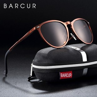 BARCUR Retro Aluminum Magnesium Men Sunglasses Polarized Vi