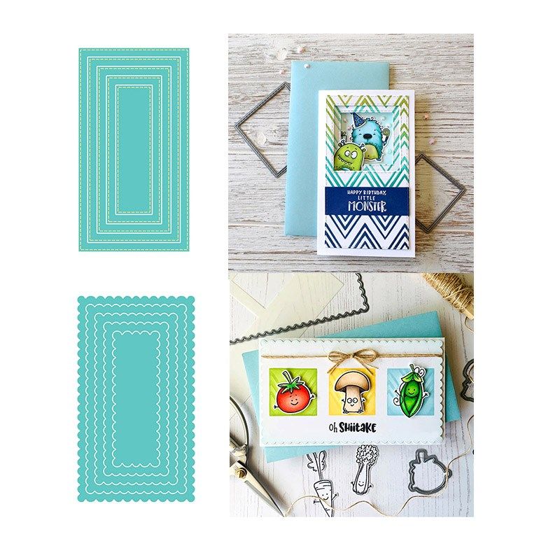 Popular Stitched Scallop Mini Slim Stacklets Slimline Metal