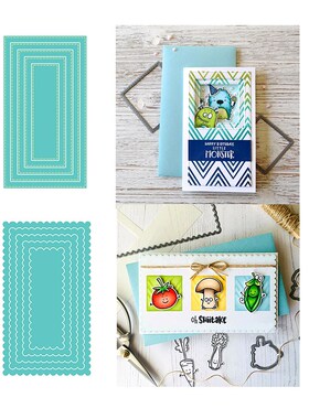 Popular Stitched Scallop Mini Slim Stacklets Slimline Metal