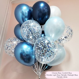 Blue Confetti Latex Balloon Set Happy Birthday Balloons Bou