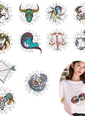 Twelve Constellations Heat Sticker Iron on Transfers For Cl