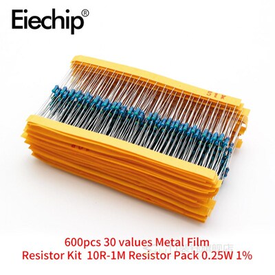 (10 ohms~1 M ohm)1/4W resistors 1% Metal Film Resistor kit 3
