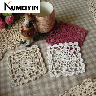 5Pcs Hand DIY Accessory Flower Crochet Lace Cotton Cup Pads
