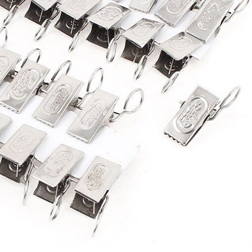 Boutique 40 Pcs Silver Tone Metal Sprung Curtain Alligator C