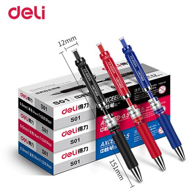 Deli 3 Pcs 0.5mm colored ballpoint gel pen for school writi