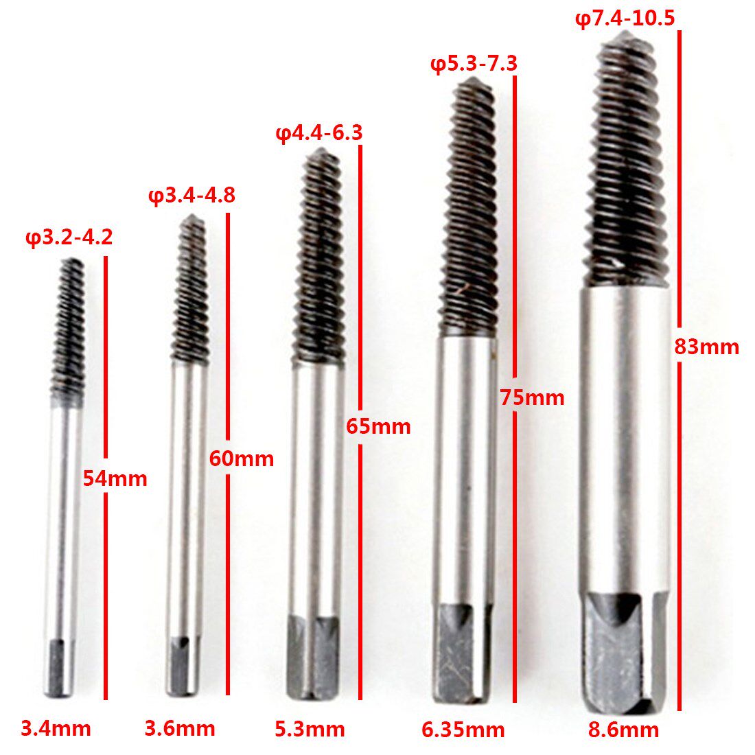 Carbon Steel 5pcs/set Screw Extractor Broken Bolt Remover Dr