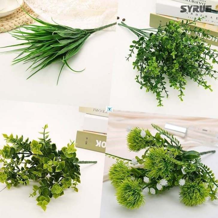 7 fork water grass eucalyptus plastic artificial plants