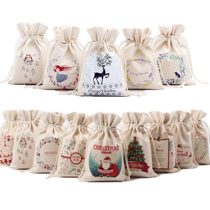 1pc 2017 new year christmas candy bag santa claus drawstring