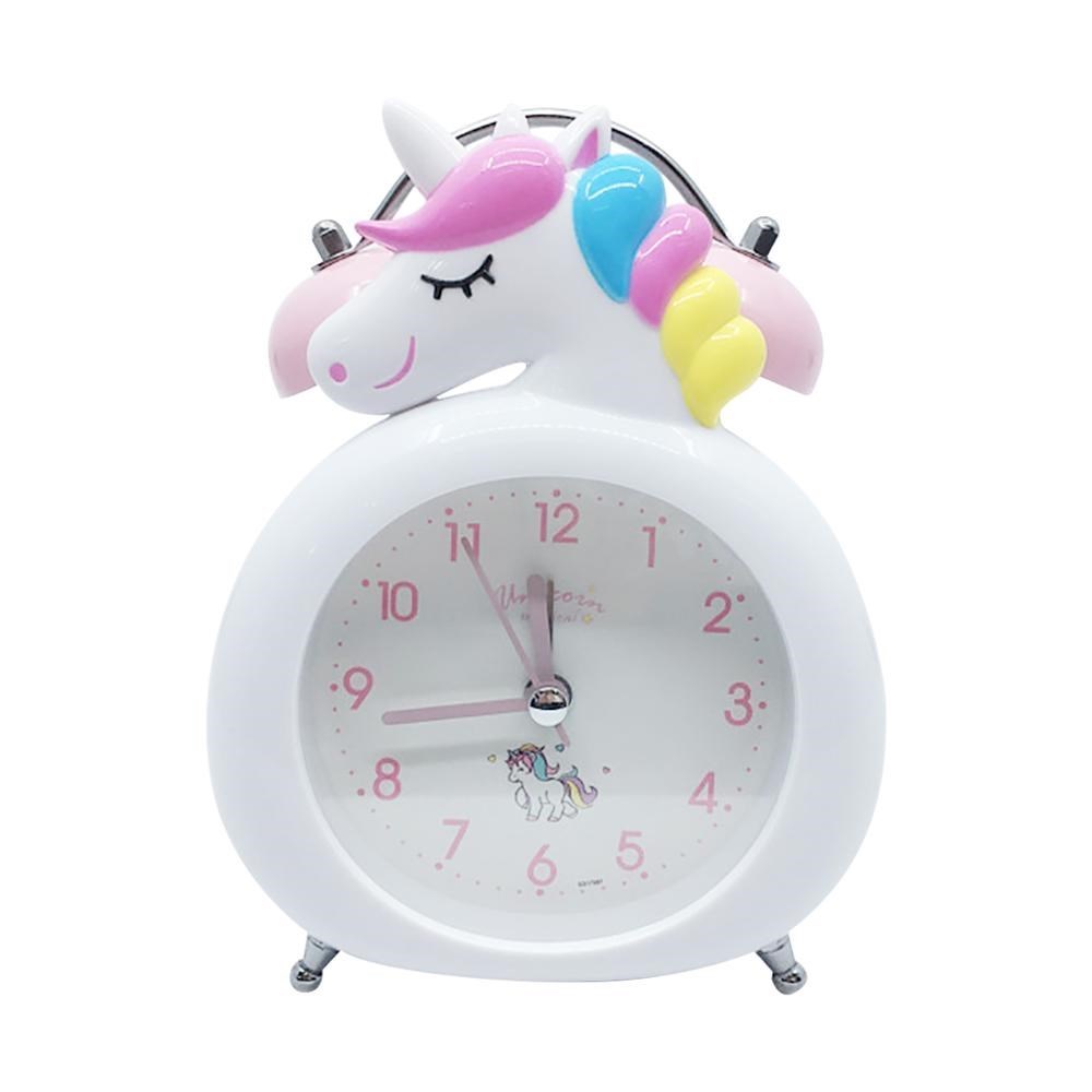 Cute nicorn Clock Kids Cartoon Alarm Clocks Bedroom Bell Clo