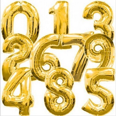 40 Inch Golden And Silver Foil Large Helium Number Balloons
